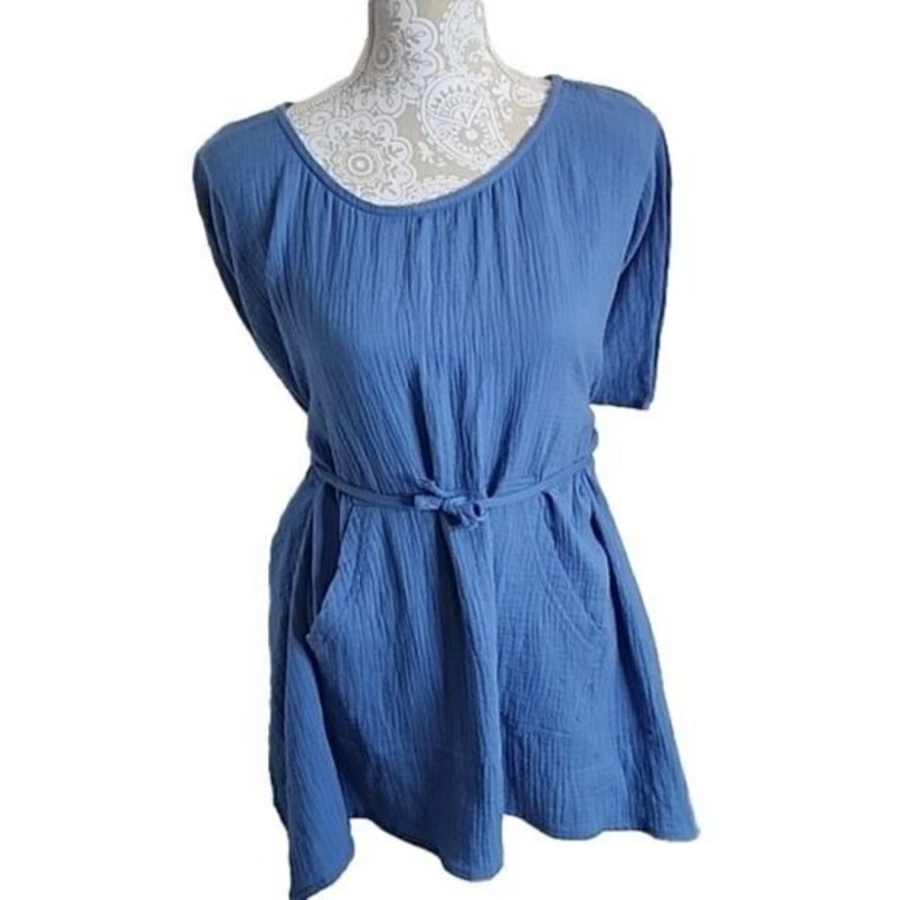 ARIA Handmade Tunic Top Gaucha blue Womens NWT S/M